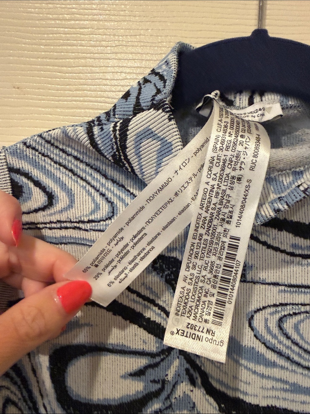 Zara blue marble Jacquard knit midi dress, XS/S - Picture 6 of 8